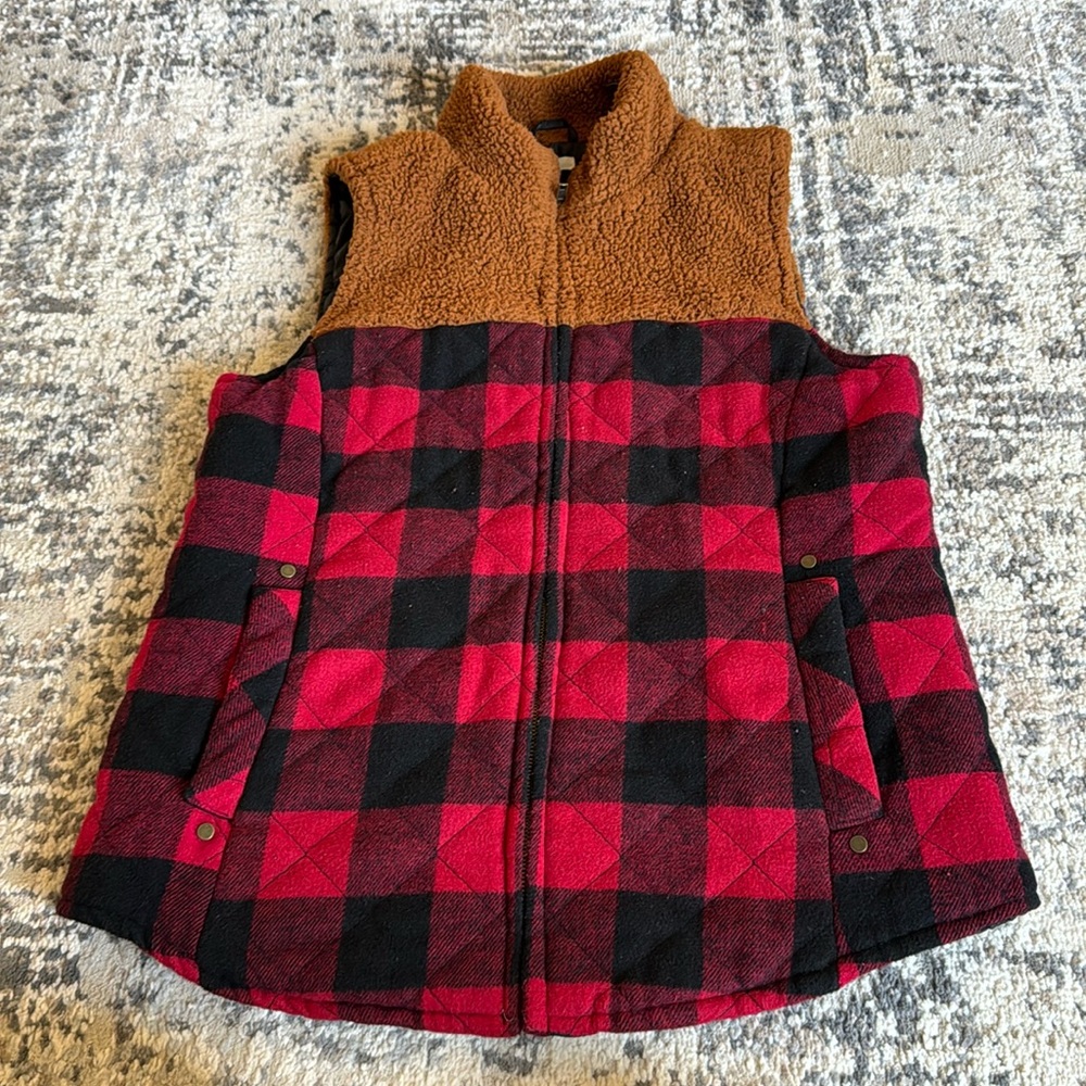 Maurices plaid and sherpa vest